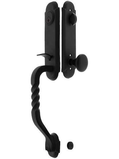 San Carlos Grip Wrought Steel Tubular Handleset With Jamestown Knob in Matte Black.